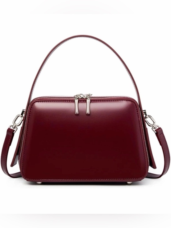 Handbags - Vintage genuine leather Structured Leather Crossbody Bag in Burgundy